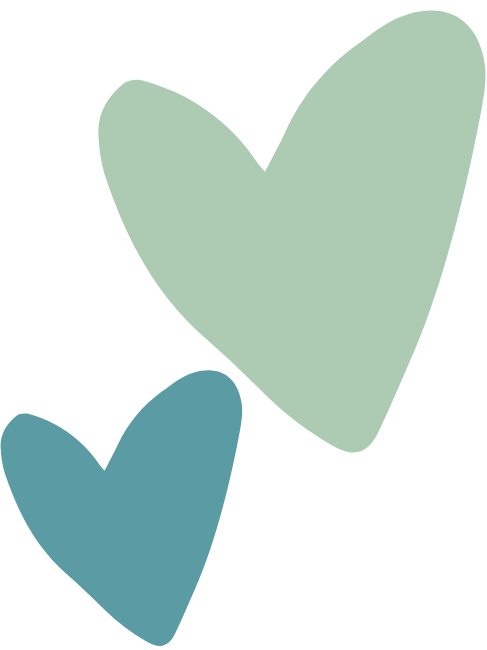 Coeurs verts et bleues